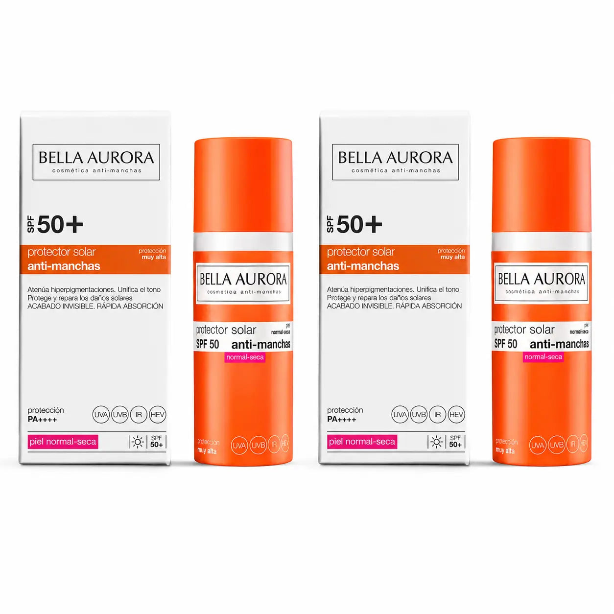Bella Aurora Anti-Dark Spot Sunscreen SPF 50+. Normal to Dry Skin, 50 ml, pack of 2