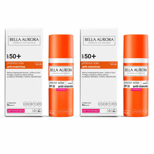 Bella Aurora Anti-Dark Spot Sunscreen SPF 50+. Normal to Dry Skin, 50 ml, pack of 2