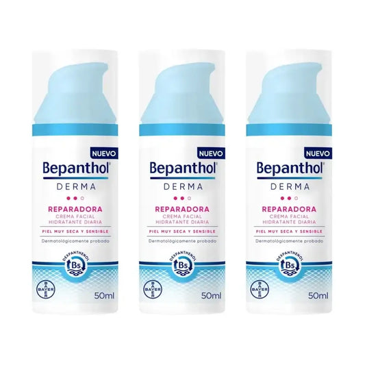 Bepanthol Derma Repairing Daily Moisturising Face Cream, 3X50 Ml