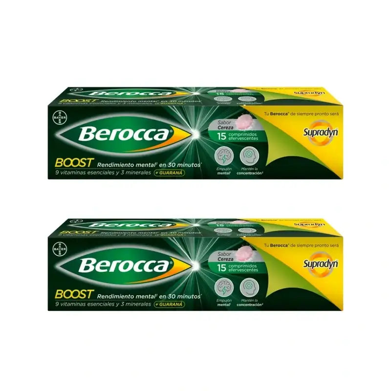 Berocca Boost Magnesium, Vitamins & Minerals with Guarana, 2x15 Effervescent Tablets