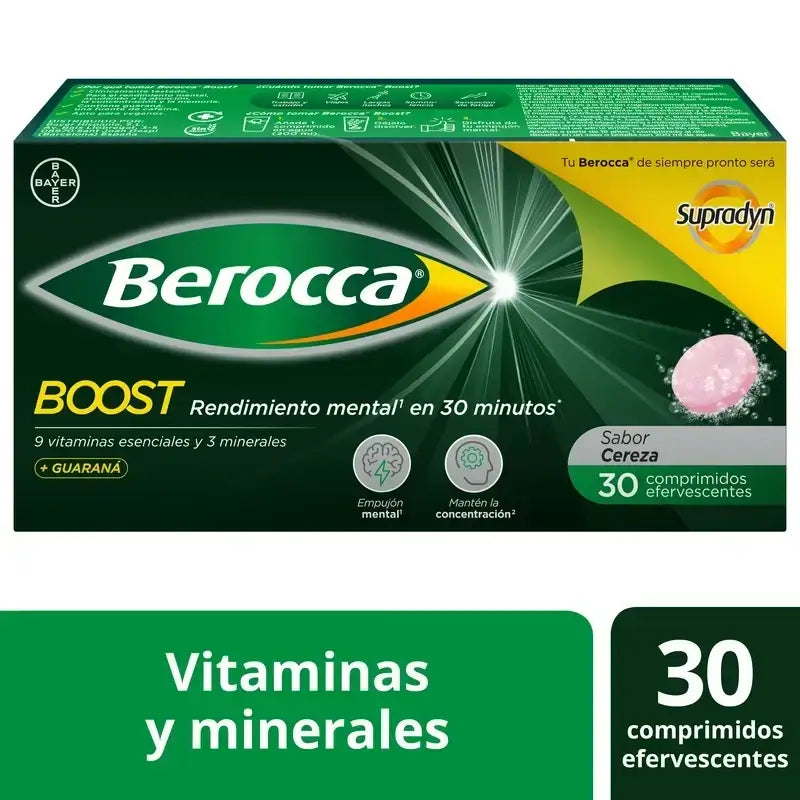 Berocca Boost Magnesium, Vitamins and Minerals with Guarana, 2x30 Effervescent Tablets