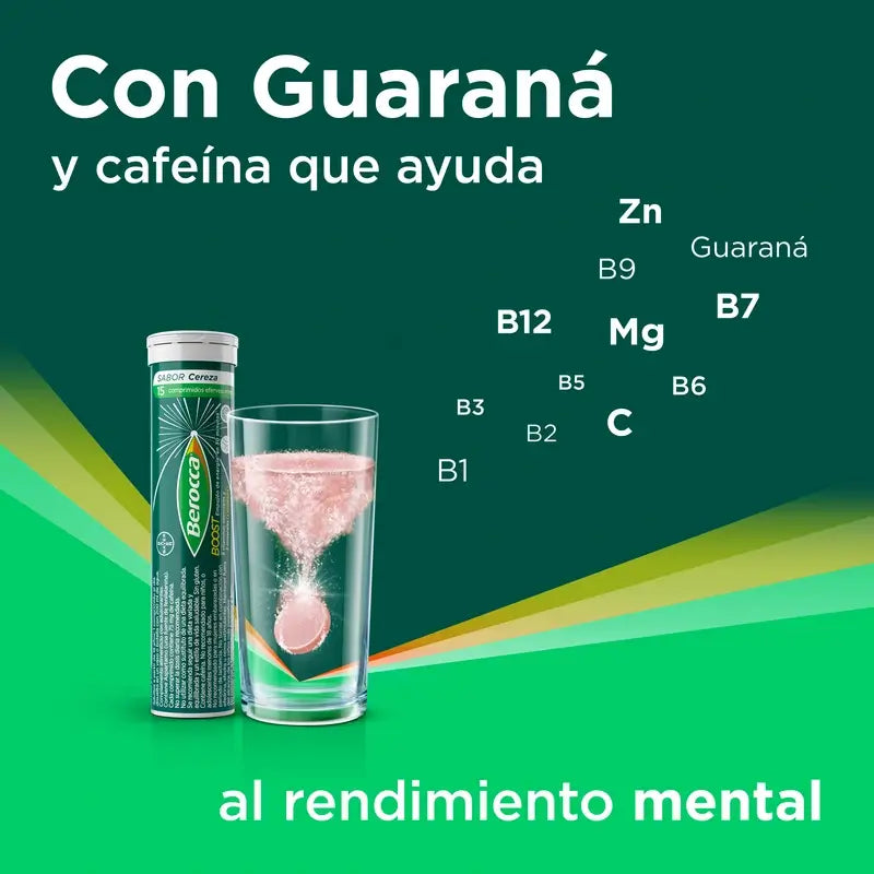 Berocca Boost Magnesium, Vitamins and Minerals with Guarana, 15 Effervescent Tablets