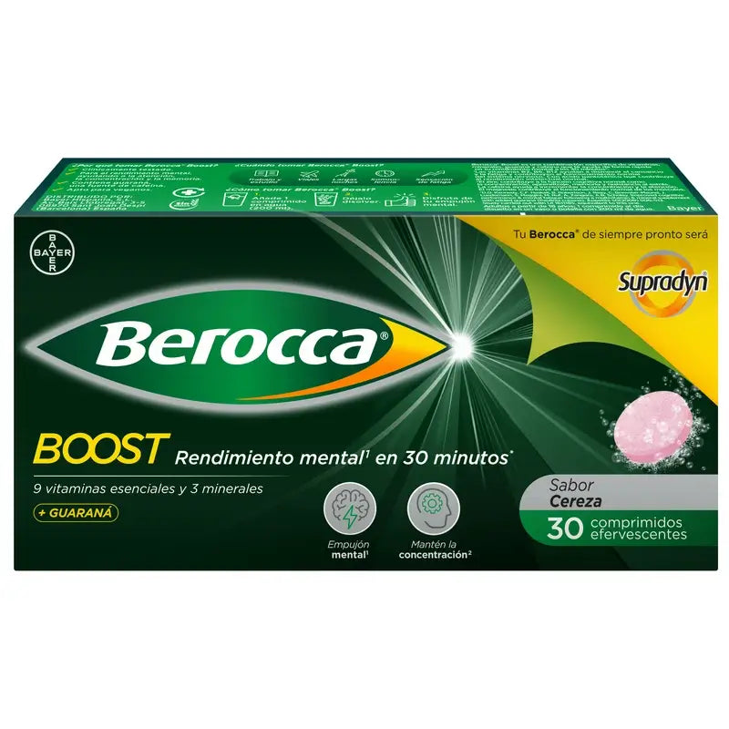 Berocca Boost Magnesium, Vitamins and Minerals with Guarana, 30 Effervescent Tablets