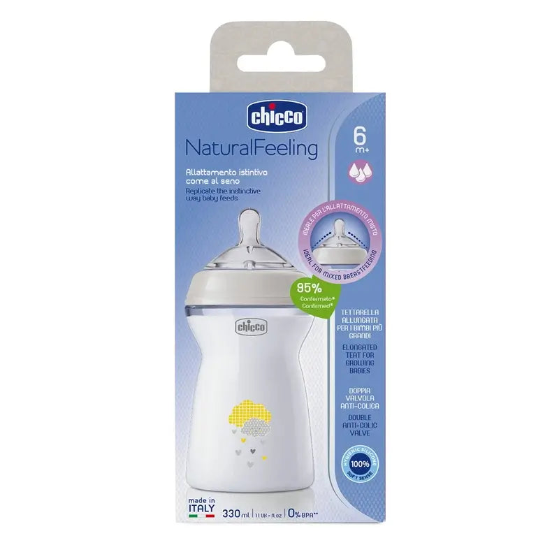 Chicco Naturalfeeling Rapid Flow Baby Bottle 330Ml 6 M+