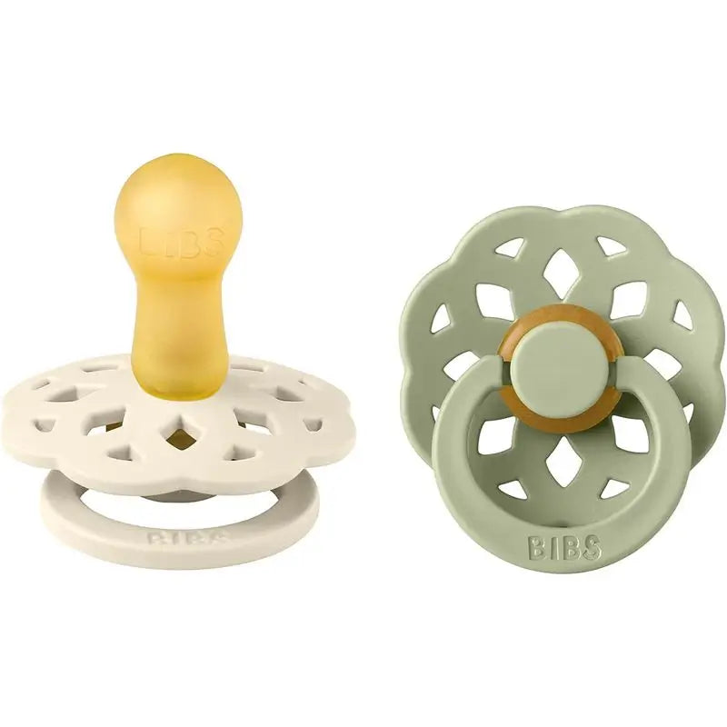 BIBS 2 Boheme Ivory/Sage Pacifiers6/12 Months