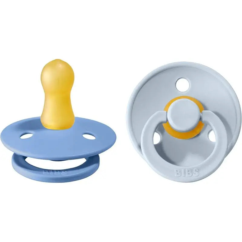 BIBS 2 Pacifiers Colour Round Sky Blue/Baby Blue 0/6 Months