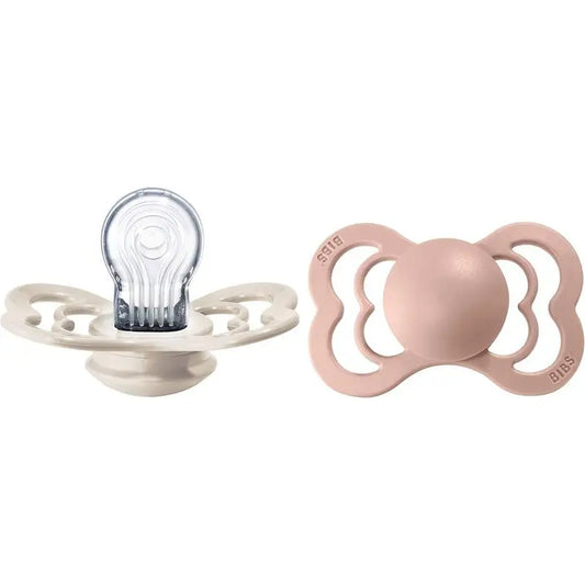 BIBS 2 Soothers Supreme Ivory/Dusky Blush Silicone 6/18 Months