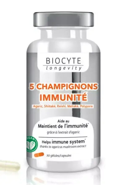 Biocyte 5 Champignons Immunite , 30 capsules