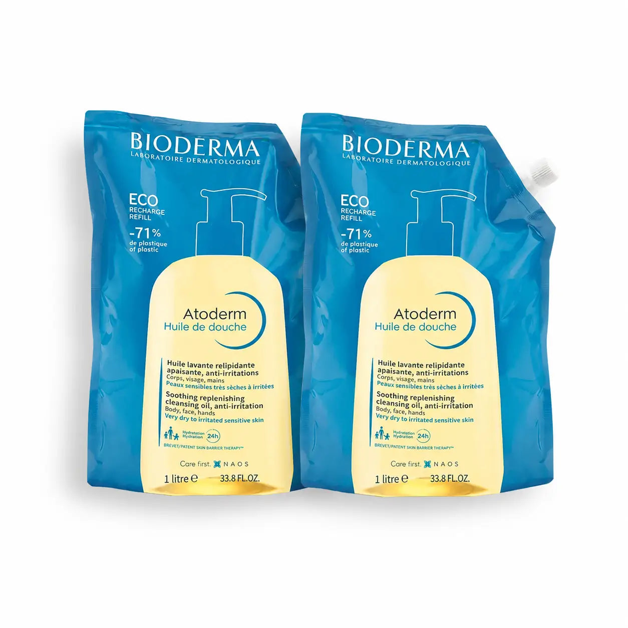 Bioderma Atoderm Eco-Refill Shower Oil, 1 L, pack of 2