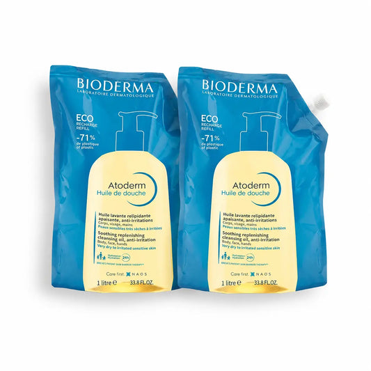 Bioderma Atoderm Eco-Refill Shower Oil, 1 L, pack of 2