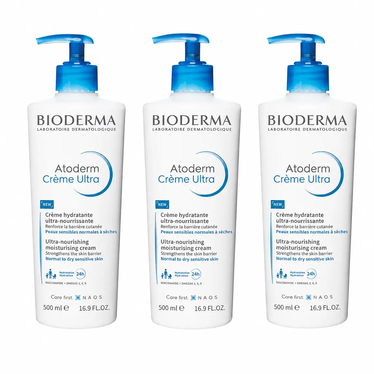 Bioderma Atoderm Ultra-Nourishing Cream 500 ml, pack of 3
