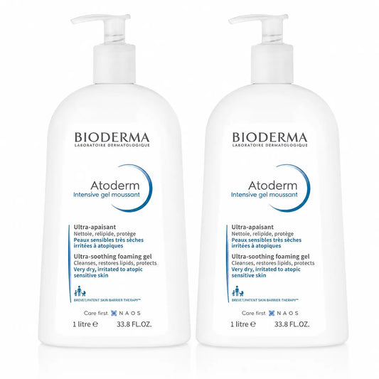Bioderma Atoderm Intensive Foaming Gel for Dry Skin, 1 litre, pack of 2