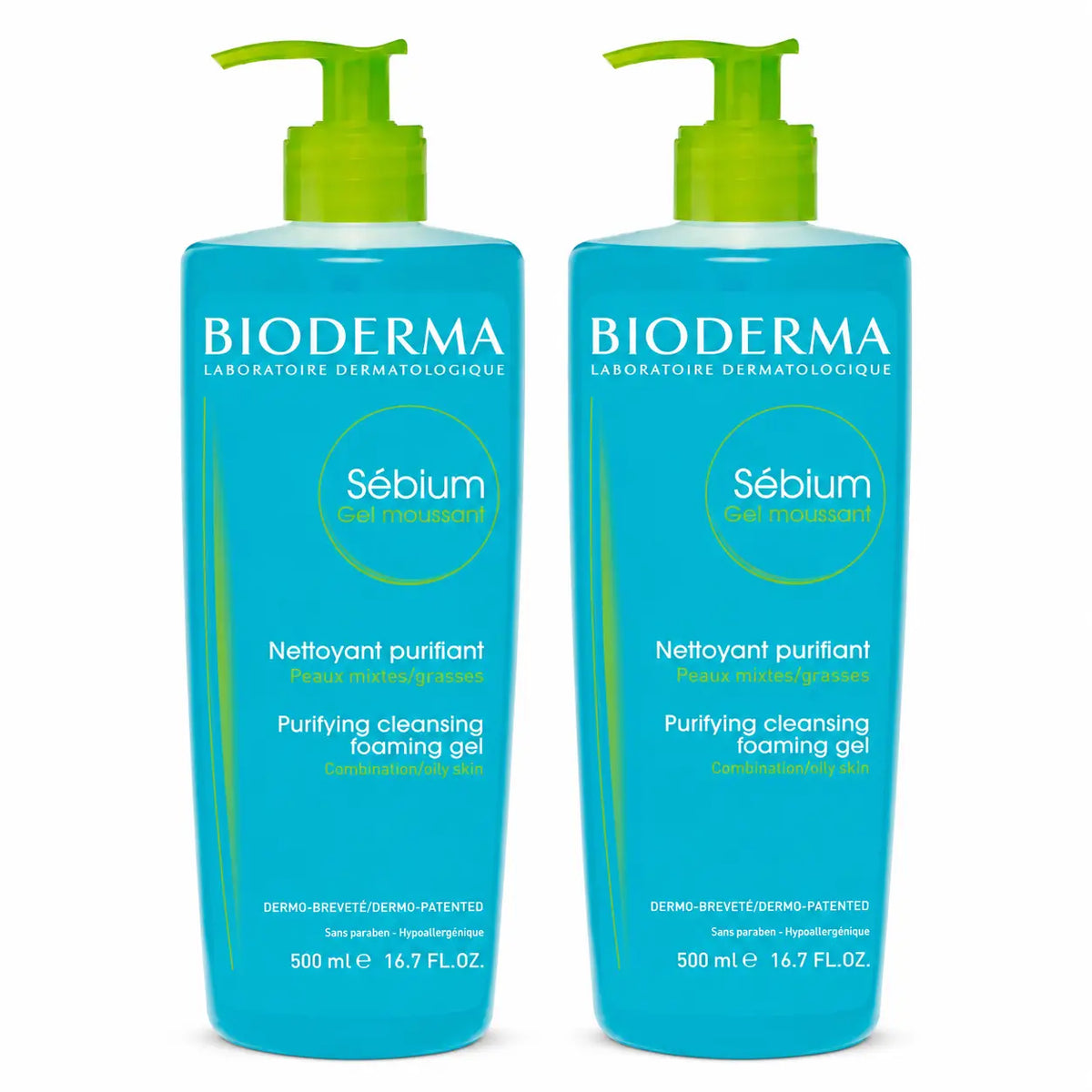 Bioderma Sebium Purifying Foaming Gel 500 ml, pack of 2