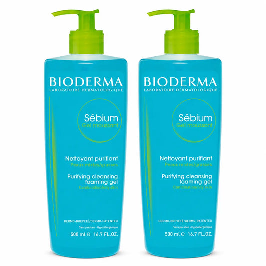 Bioderma Sebium Purifying Foaming Gel 500 ml, pack of 2