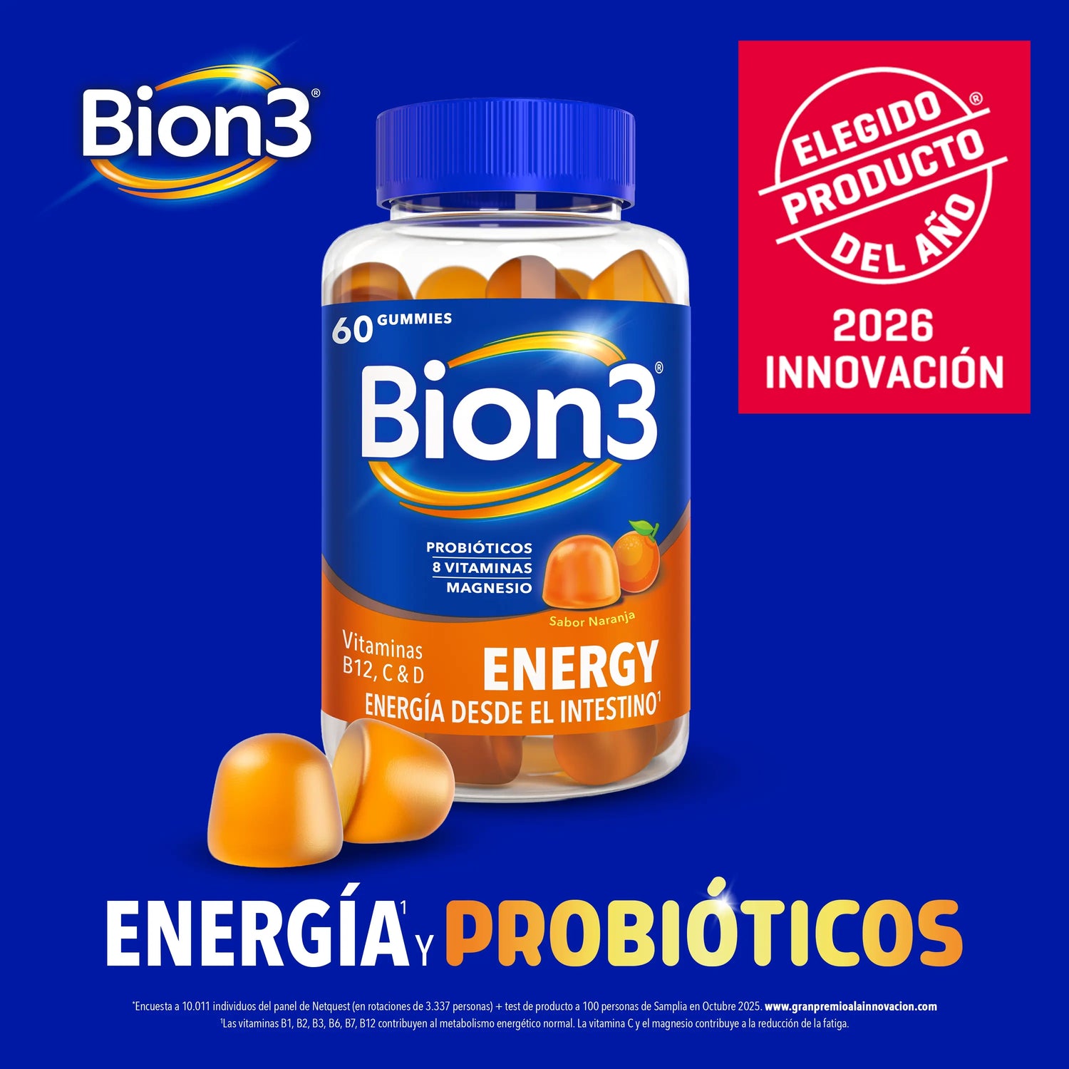 Bion3 Gummies Energy, Vitamins with Probiotics, Vitamin B12, Vitamin C, Vitamin D and Magnesium