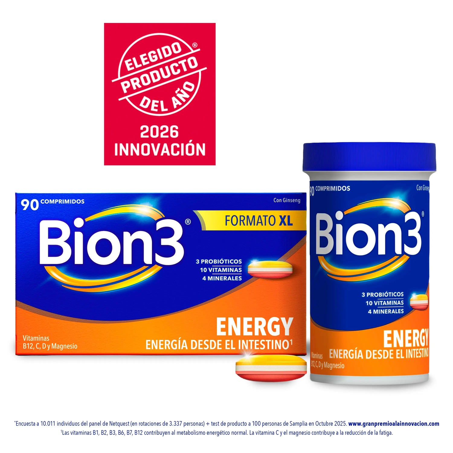 Bion3 Energy Multivitamin Tablets with Probiotics, Vitamin B12, C and Magnesium