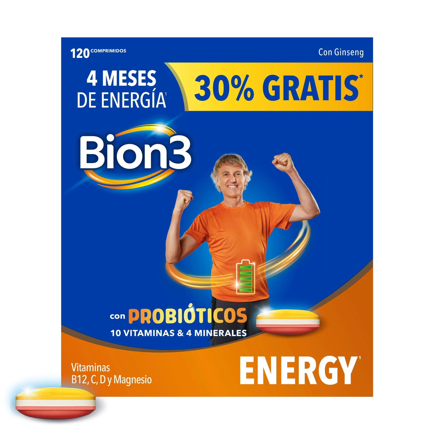 Bion3 Energy Multivitamin Tablets with Probiotics, Vitamin B12, C and Magnesium