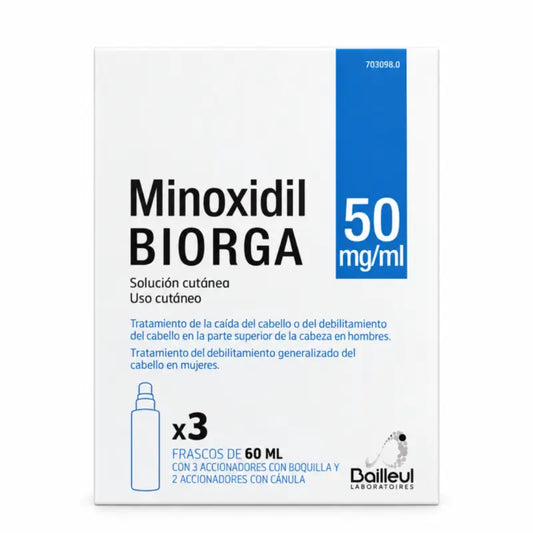 Biorga 50 Mg/ ml Minoxidil Cutaneous Solution 3 Bottles of 60 ml