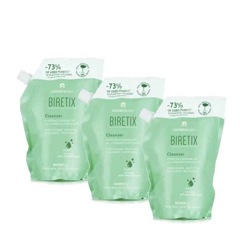 Biretix Purifying Cleansing Gel Refill, Pack of 3 x 400 ml