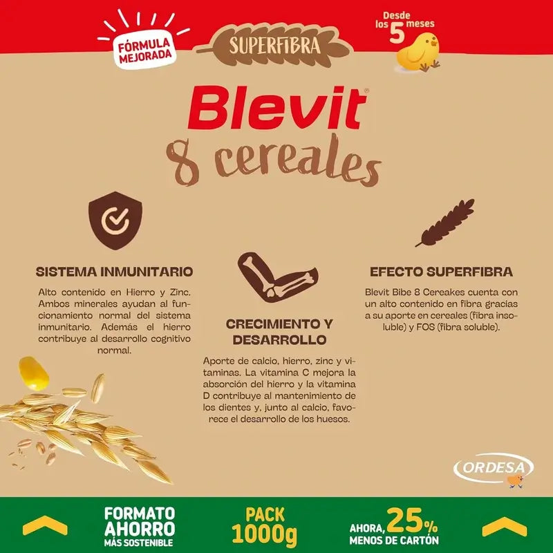 Blevit Infant Feeding Superfibre 8 Cereals Savings Format, 1000 g