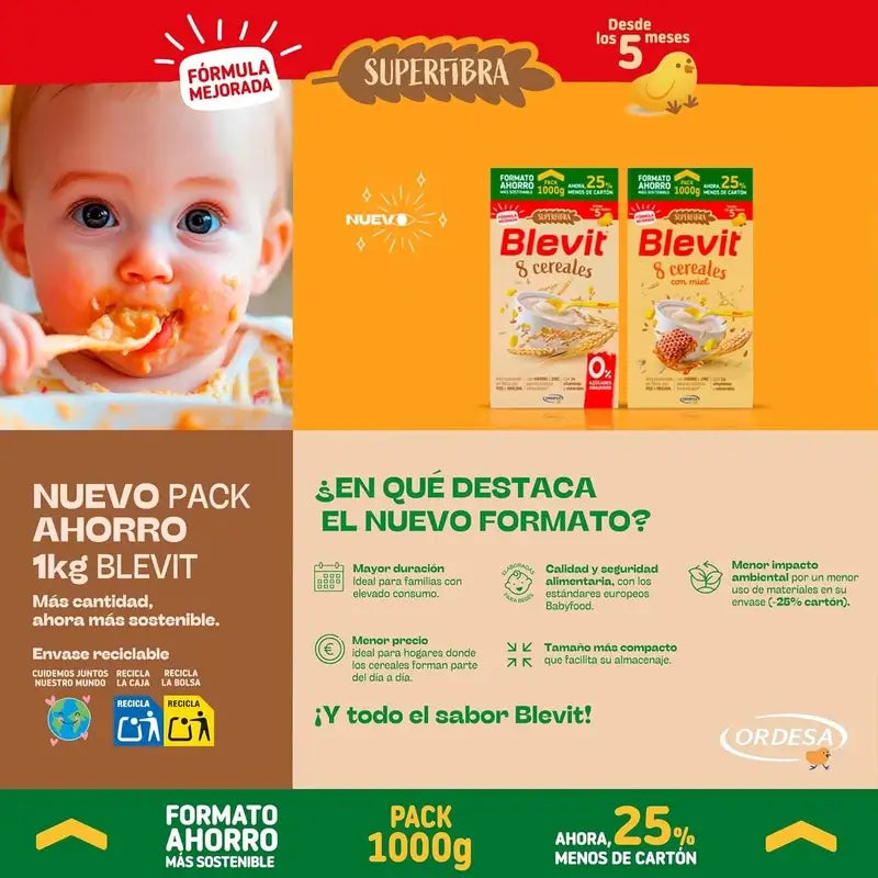 Blevit Infant Feeding Superfibre 8 Cereals Savings Format, 1000 g