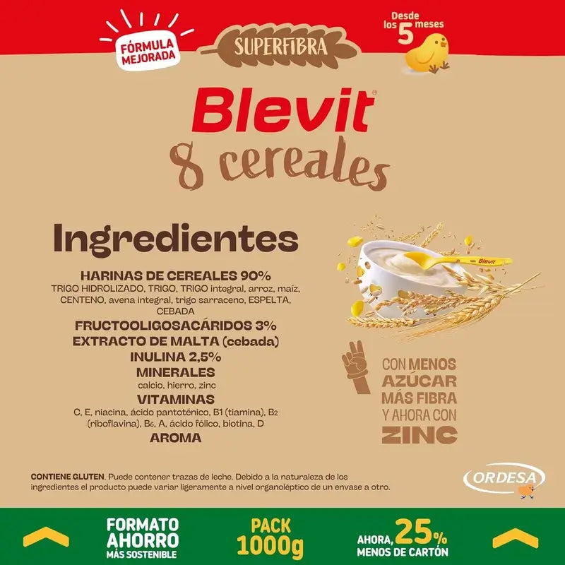 Blevit Infant Feeding Superfibre 8 Cereals Savings Format, 1000 g