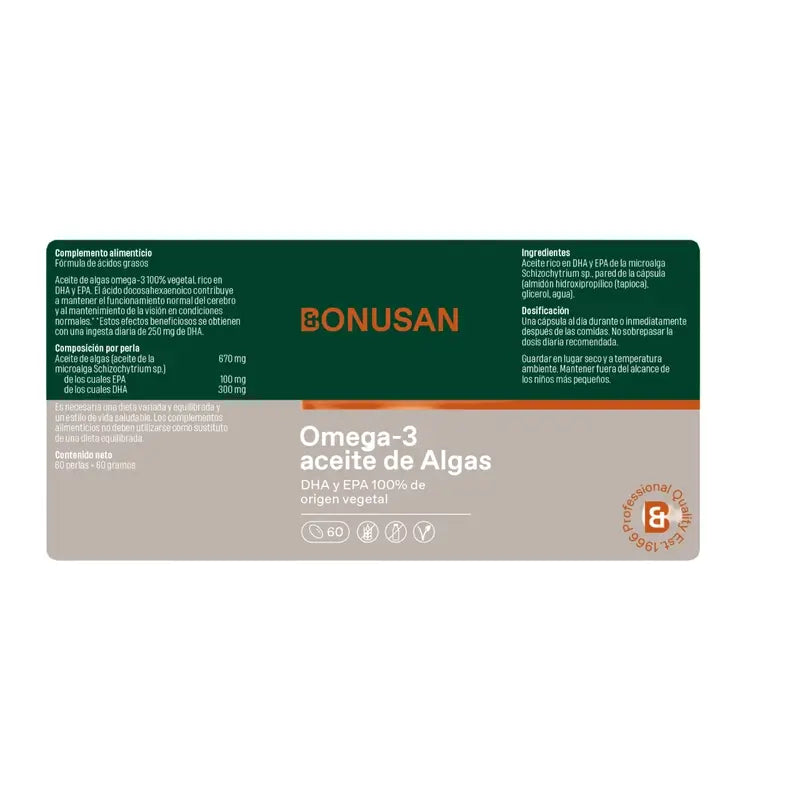 Bonusan Omega-3 Algae Oil , 60 pearls