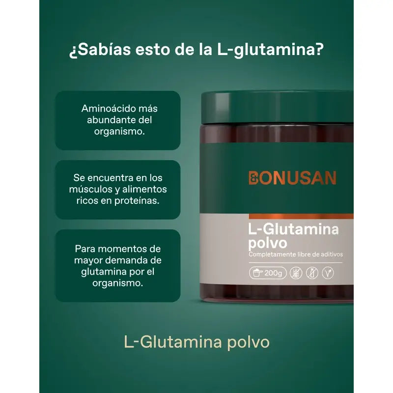 Bonusan L-Glutamine Powder, 500 grams of powder