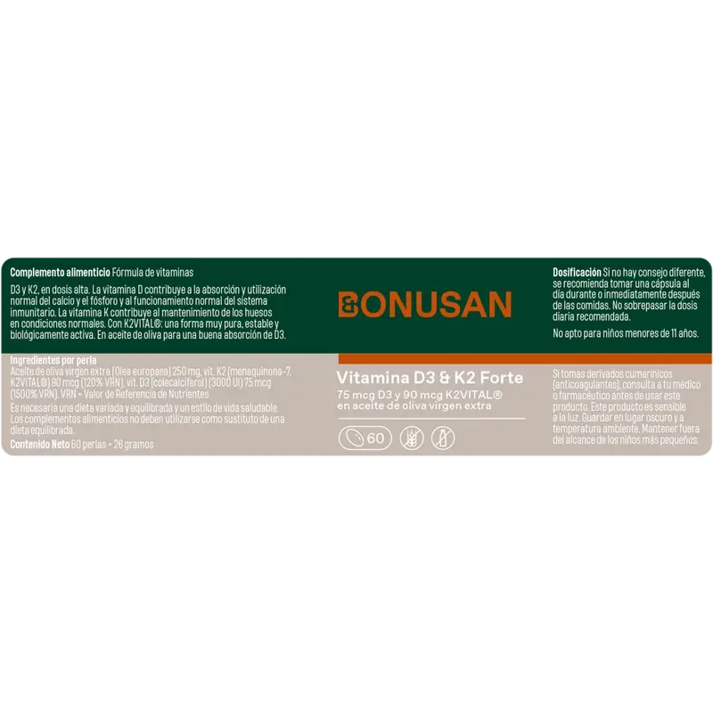 Bonusan Vitamin D3 & K2 Forte, 60 pearls