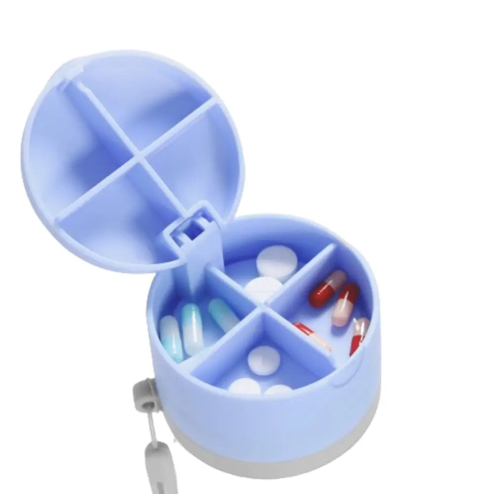 water bottle with portable pill box, blue