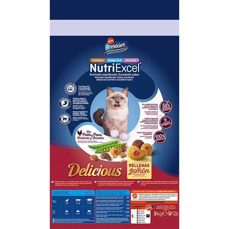 Brekkies Excel Feline Adult Delicious Poultry, 3 kg, cat food