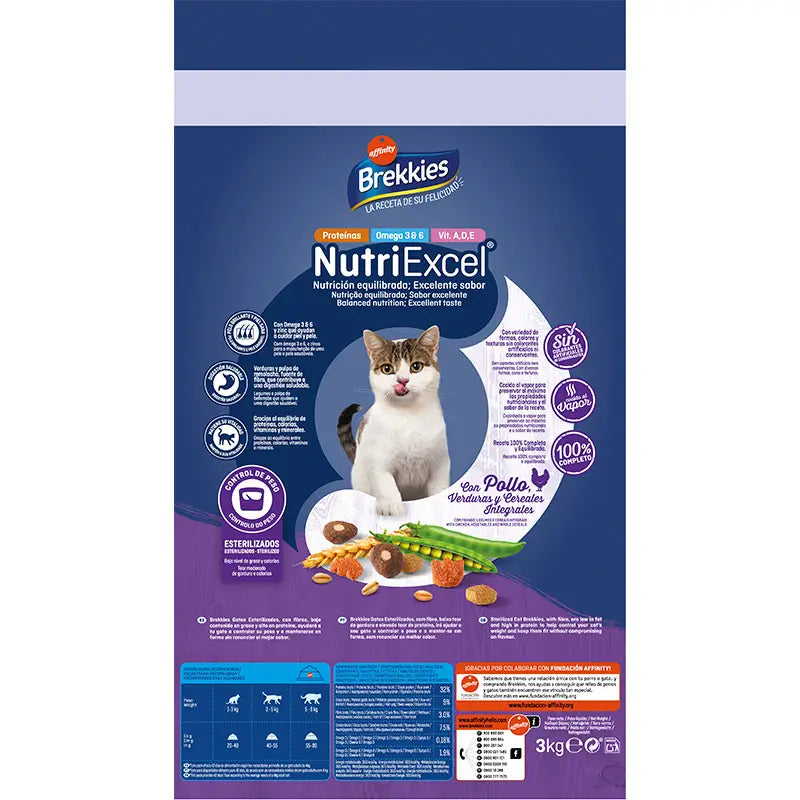 Brekkies Excel Feline Adult Sterilised, 3 kg, cat food