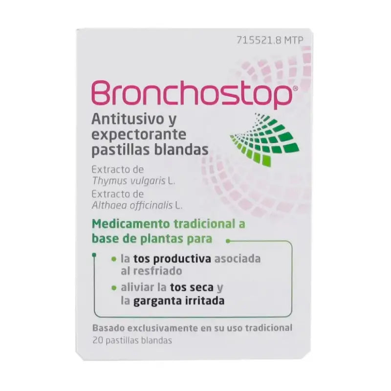 Bronchostop Antitussive and Expectorant Bronchostop, 20 Soft Tabs