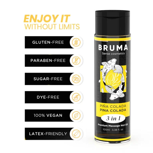 Premium Massage Oil Mist 3 In 1 Massage Oil Premium Warming Effect Pina Colada Flavour , 100 ml