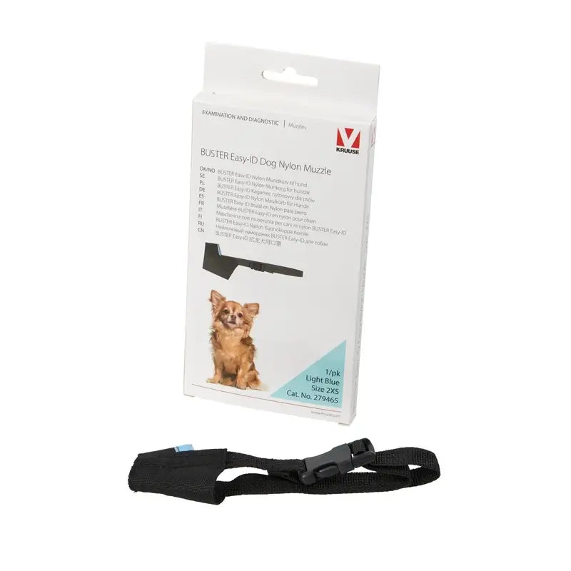 Buster Easy Dog Muzzle – Double Nylon, Extra Small, Blue, 1 piece