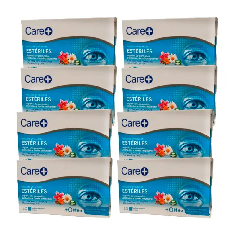 Care+ Sterile Ophthalmic Wipes, Pack 8 x 30 Units