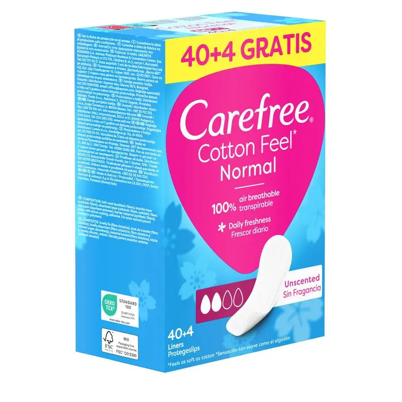 Carefree Protege Slip Cotton, Fragrance Free, 40 + 4 pcs.