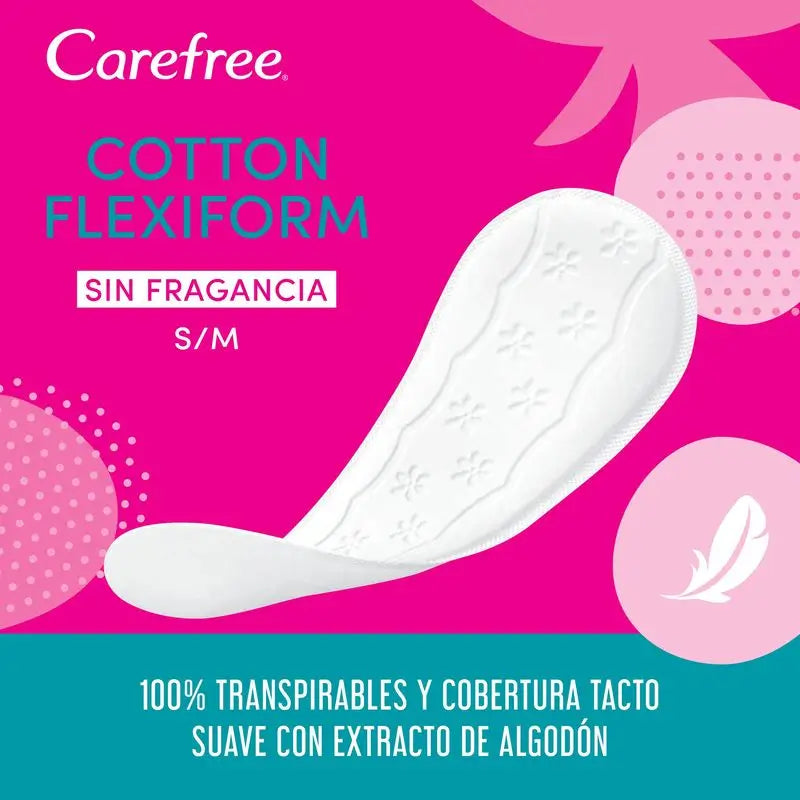 Carefree Cotton Panty Liners Fragrance Free, Breathable Cotton Panty Liner Fresh & Soft Feel, 76 pcs.