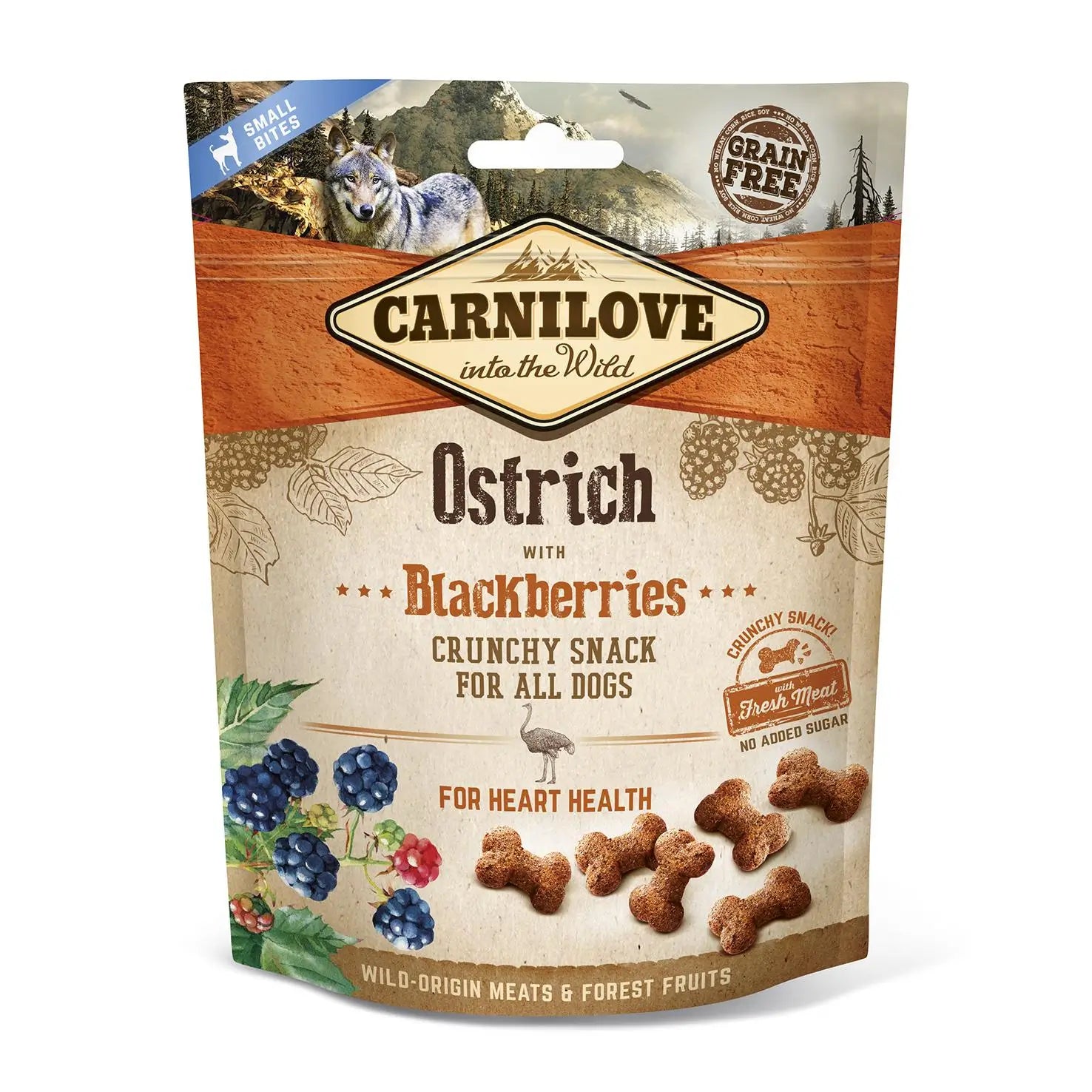 Carnilove Canine Crunchy Snack Blackberry Ostrich Snack Box 6X200Gr, snack for dogs