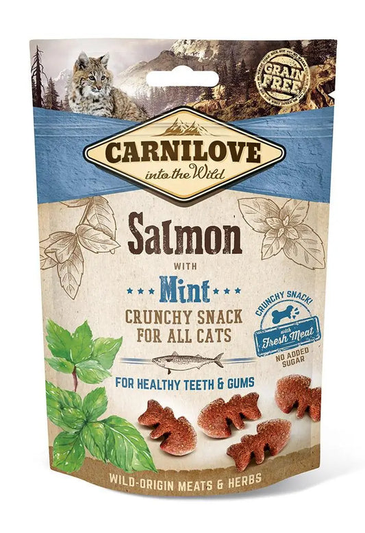 Carnilove Feline Crunchy Snack Salmon Mint Box 10X50Gr, snack for cats