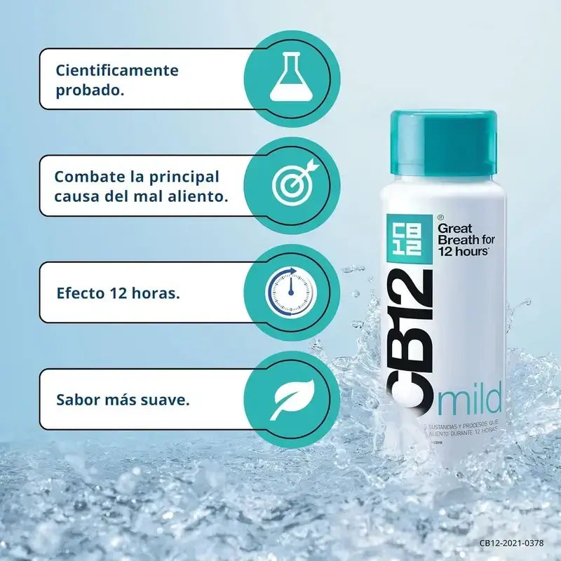 CB12 Mild Mild Mild Mint Flavoured Halitosis Mouthwash, 250ml