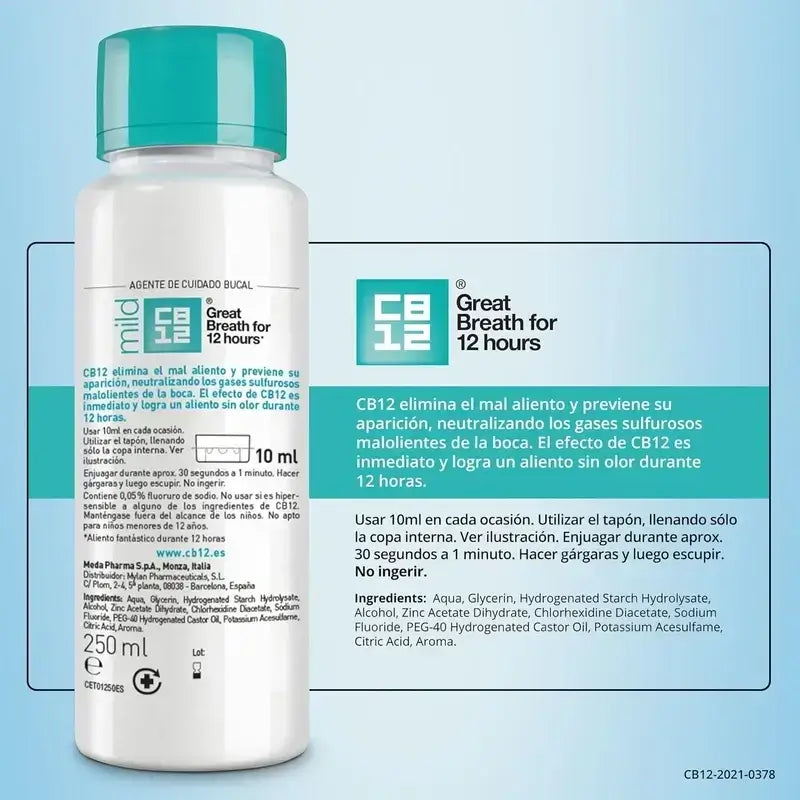 CB12 Mild Mild Mild Mint Flavoured Halitosis Mouthwash, 250ml