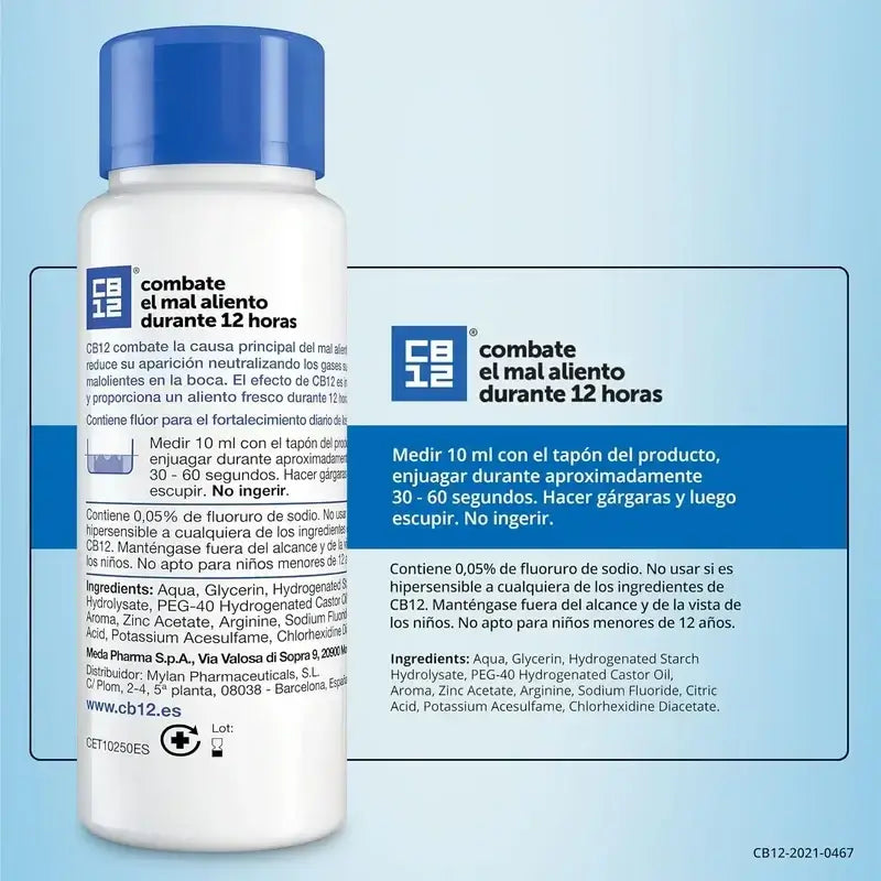 Cb12 Mint Mouthwash Mint Flavoured Halitosis Mouthwash, 2X250 Ml