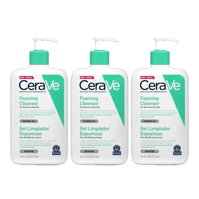 CeraVe Foaming Cleansing Gel, Pack 3 x 473 ml