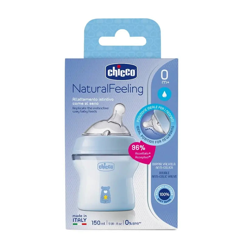 Chicco Naturalfeeling Blue Slow Flow Baby Bottle 150Ml 0M+