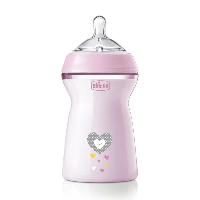 Chicco Naturalfeeling Pink Rapid Flow Feeding Bottle 330Ml 6 M+