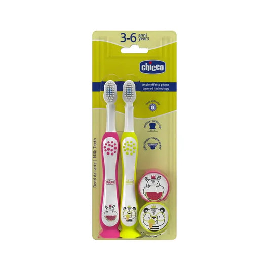 Chicco Bipack Toothbrush Hippo-Panda 3-6Y