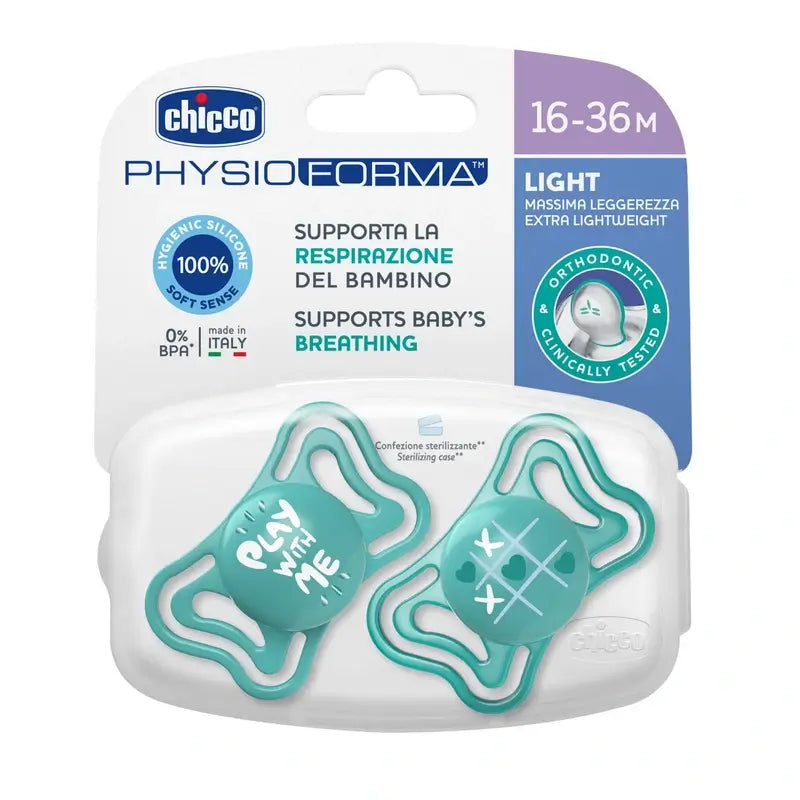 Chicco Pacifier Physio Light Silicone Blue 16-36M 2 Units