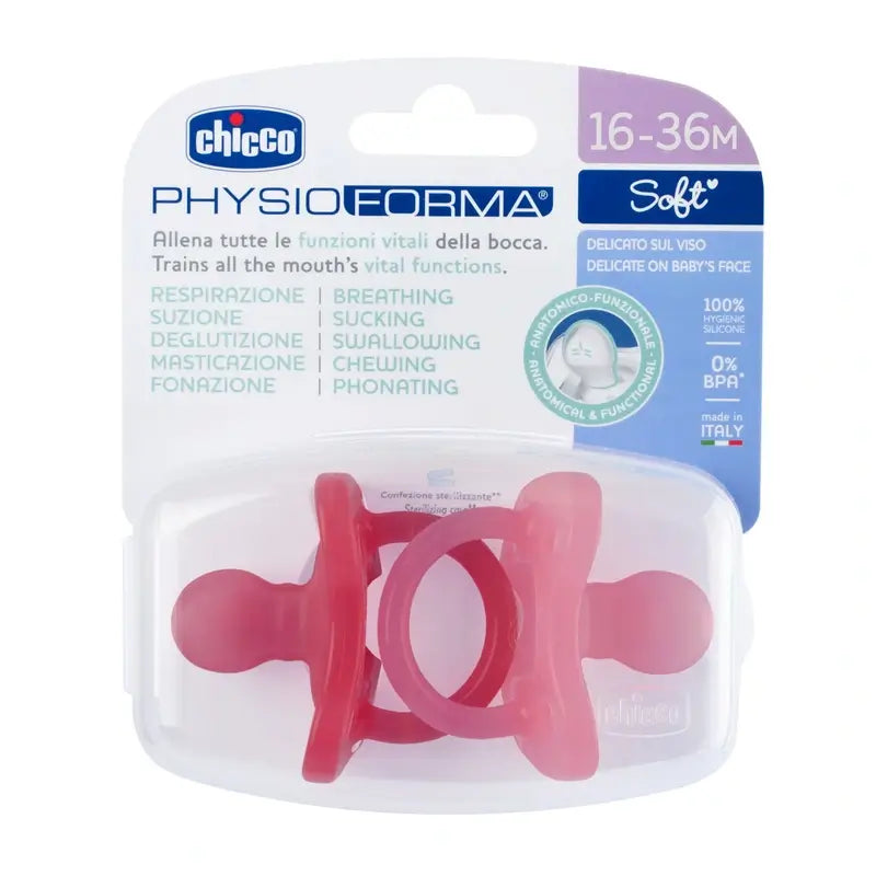 Chicco Physioforma Soft Soother Pink 16-36M 2 Units