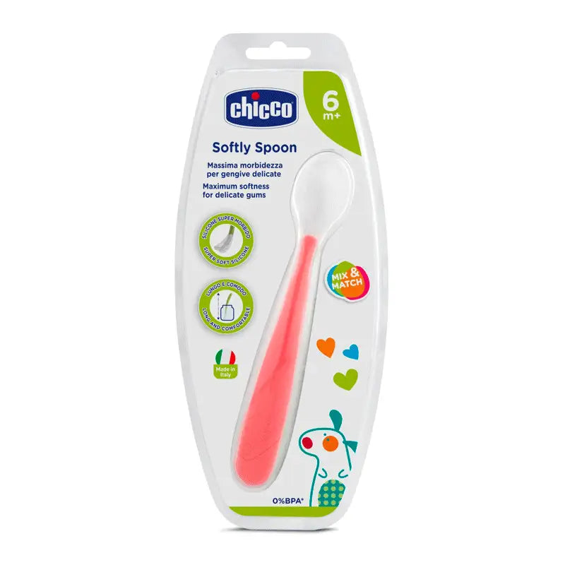 Chicco - Silicone Soft Spoon Red +6 Months, 1 piece